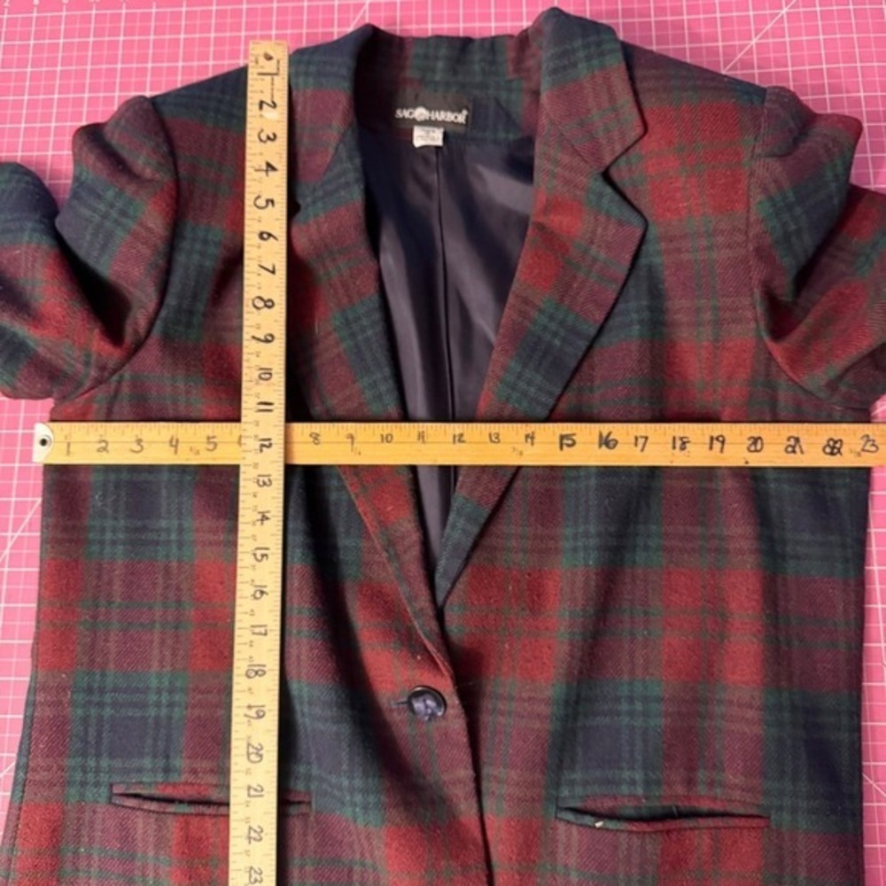 Vintage Sag Harbor Plaid Wool Blazer Dark Academia Preppy 90s Tartan Jacket 16 - Picture 7 of 13